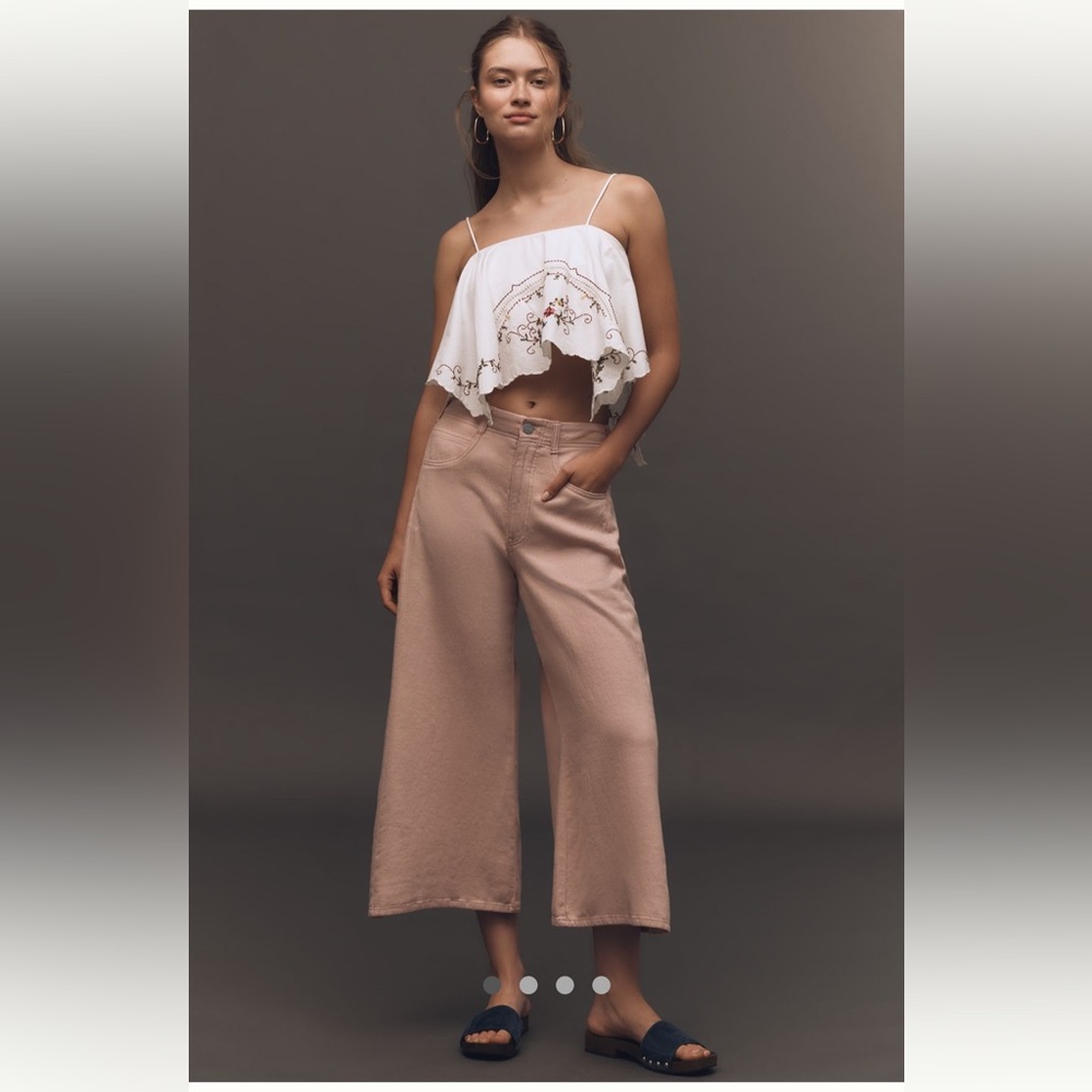 NWT The Adi Linen Blend Crop Mid-Rise
Flare Pants by Pilcro